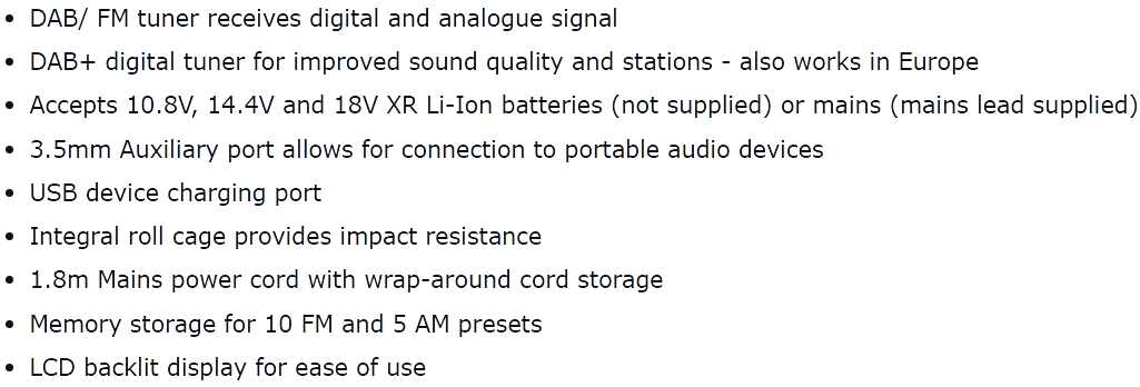 רדיו נייד דיגיטלי DEWALT DCR020 TEXT